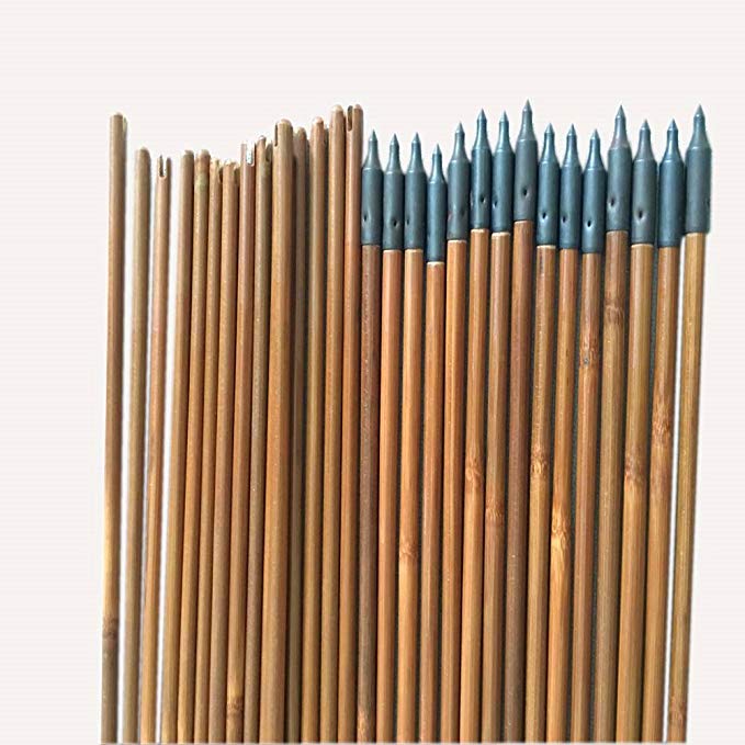 12pcs OULAY Bamboo arrow Shafts 40-65# SELF NOCK with POINTS for archery