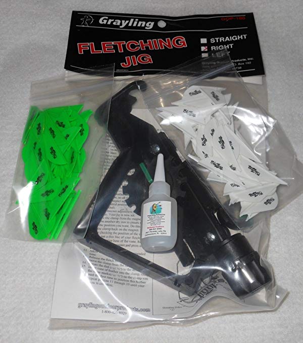 Grayling Fletching Jig Kit with Straight Clamp Blazer Vanes Glue