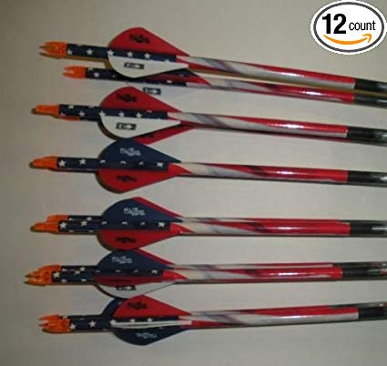 Easton Aftermath 340 Carbon Arrows w/Blazer Vanes American Flag Wraps 1 Dz.