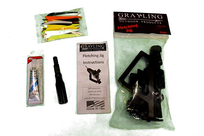 GRAYLING RIGHT HELICAL ARROW & CROSSBOW BOLT FLETCHING KIT - With 60 Pcs 4 INCH Bohning KILLER Vanes - FLETCHING STRIPPER - ADHESIVE GLUE - VANES - REPAIR and BUILD YOUR OWN ARROWS & BOLTS